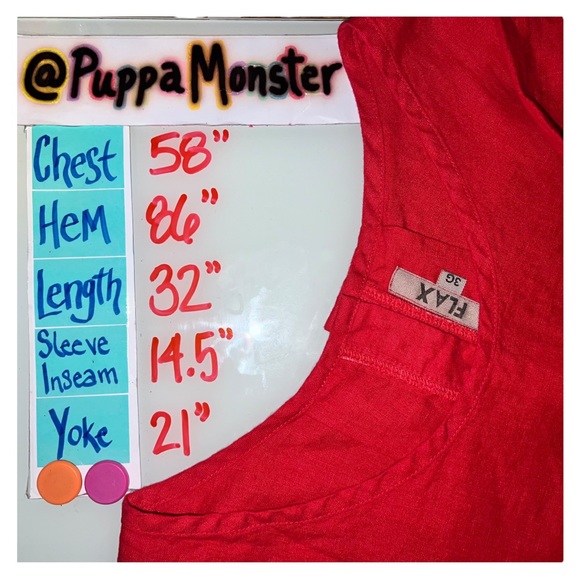 New FLAX Back Up Linen Tunic Shirt 3G 3X Cherry Red - Picture 9 of 9